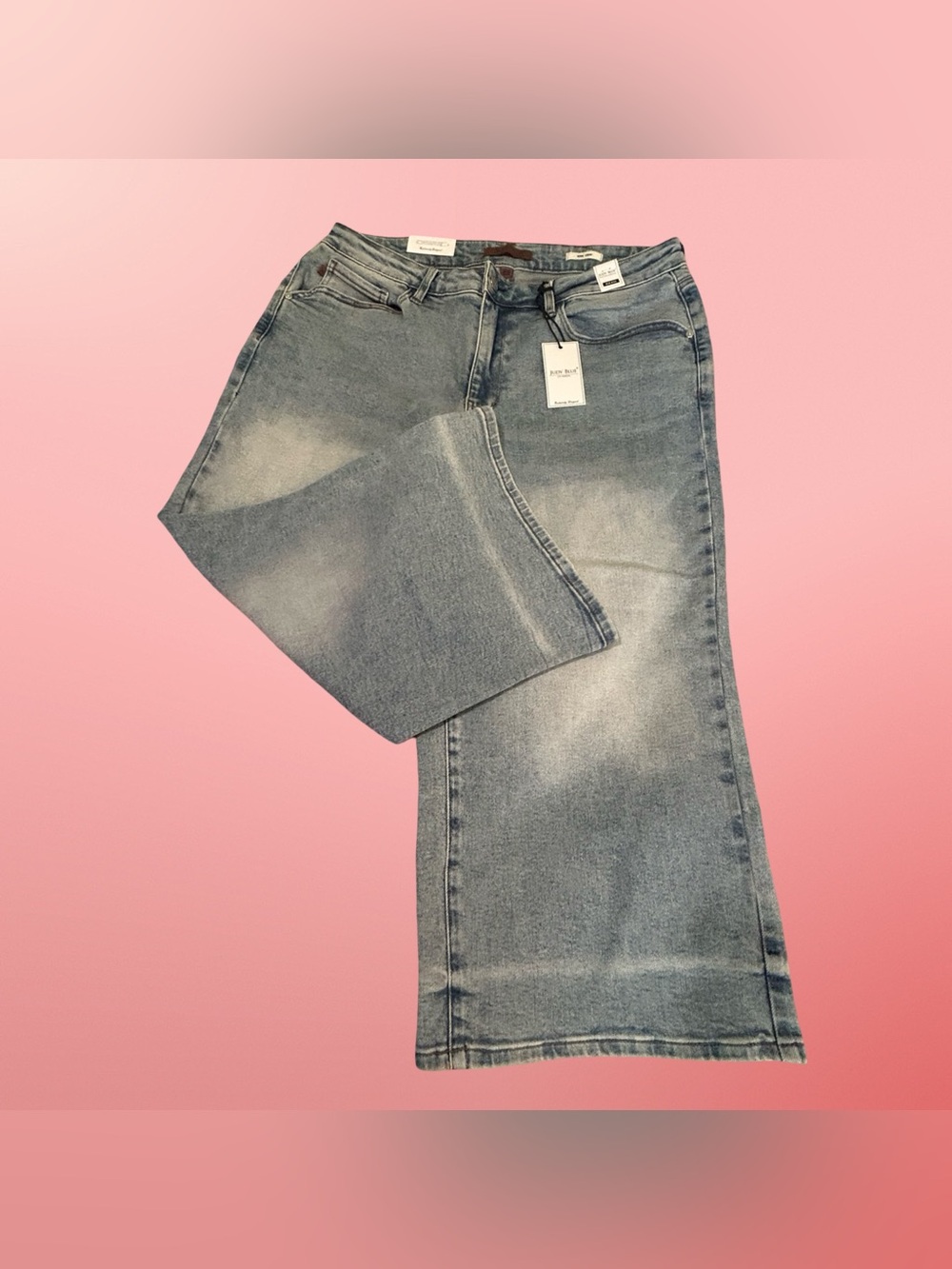 NWT! JUDY BLUE,WIDE CROP MED. BLUE JEANS IN PLUS SIZE 18W. MID RISE,FINISHED HEM - Picture 9 of 16